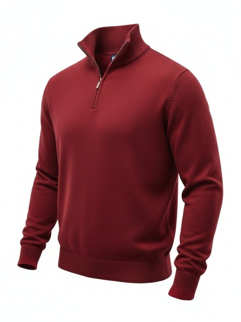 BUGATTI Red Half-Zip Sweater wool blend Cozy Classic M